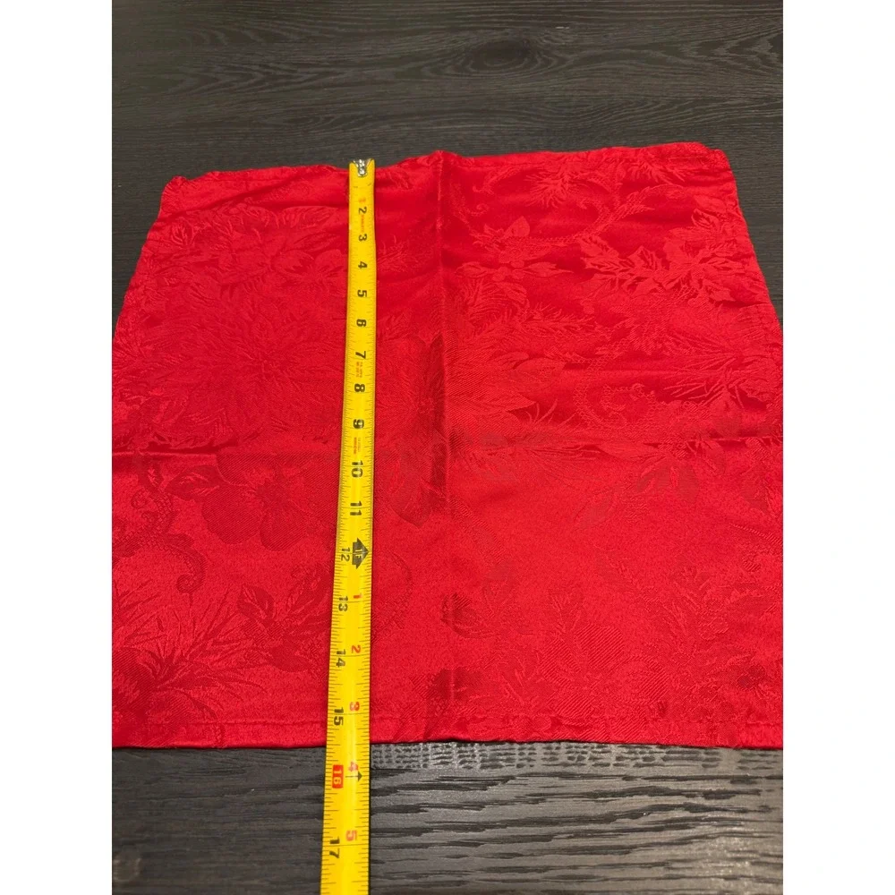Red‎ Damask Poinsettia Cloth 18  Napkins Christmas Holiday Table Linen 15x16
